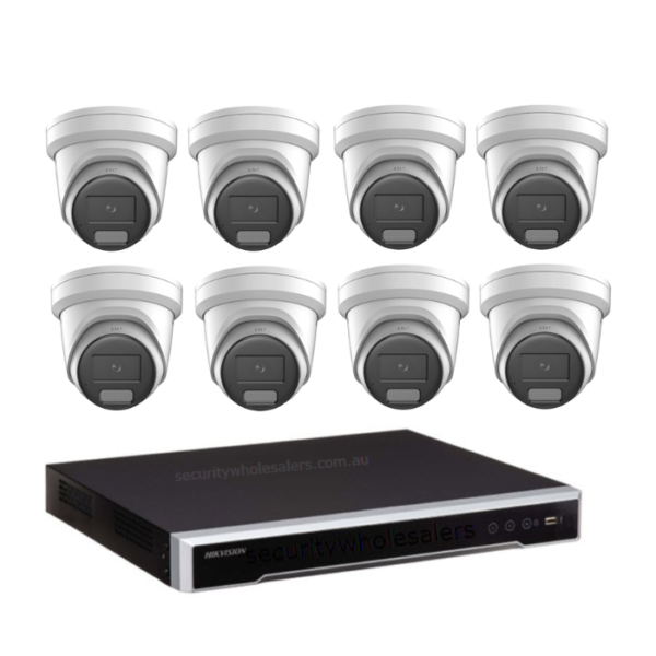 8MP Hikvision Colorvu 3.0 HYBRID CCTV Kit: 8 x Liveguard Gen 3 Cameras + 8CH M Series NVR / 4TB