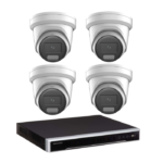 Hikvision 4 x 8MP ColorVu Hybrid 2387G2H Cameras + 8CH 4K (4TB HDD) M Series NVR Bundle: Strobe Light, Two-way Audio, Alarm Cameras & 8 Channel NVR CCTV Kit