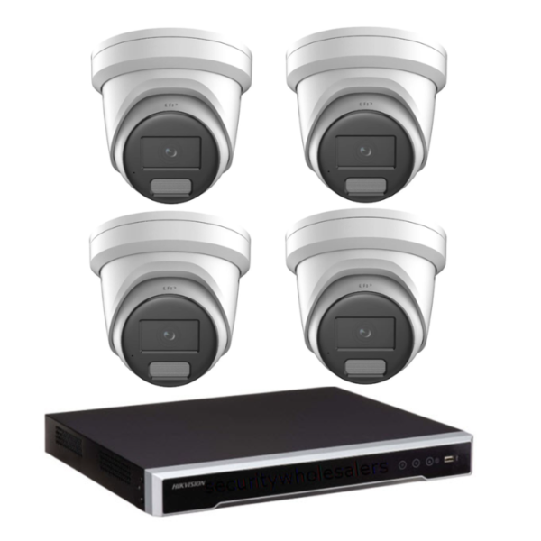 Hikvision 8MP Colorvu 3.0 Hybrid CCTV Kit: 4 x Liveguard Gen3 Cameras + 4CH M Series NVR