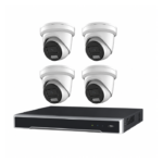 Hikvision 6MP 4CH ColorVu 3.0 CCTV Kit: 4 LiveGuard Turret Cameras + 4CH M Series PoE NVR (DS-2CD2367G3-LIS2UY/SL, DS-7604NI-M1/4P)