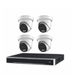 Hikvision 6MP 4CH ColorVu 3.0 CCTV Kit: 4 LiveGuard Turret Cameras + 4CH M Series PoE NVR (DS-2CD2367G3-LIS2UY/SL, DS-7604NI-M1/4P)