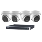 Hikvision 8MP Acusense 4 x Outdoor Turret With Strobe & Siren + 4CH NVR CCTV Kit
