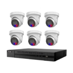 HiLook Hikvision 6MP AcuSense 8CH CCTV Kit with 6 All-in-One Colour Deterrence Cameras IPC-T269-MU/SL