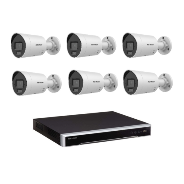 Hikvision 6MP AcuSense CCTV Kit – 6x Mini Bullet Cameras (DS-2CD2066G2H-IU) + 8CH PoE NVR (DS-7608NI-M2/8P)