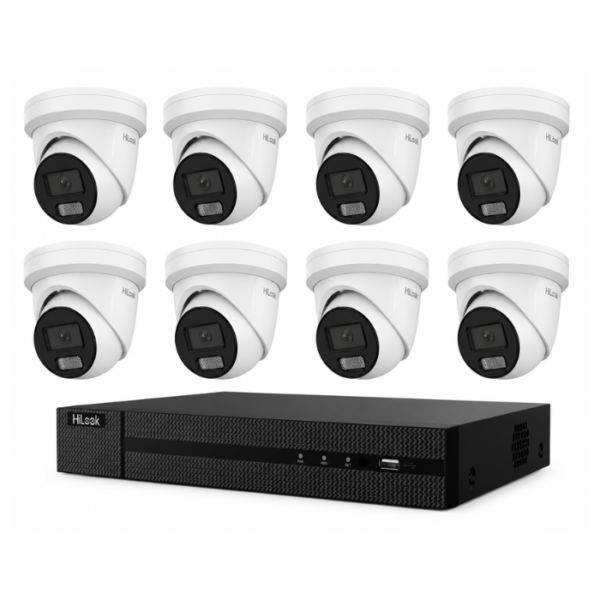HiLook Hikvision 6MP AcuSense CCTV Kit – 8x Turret IPC-T361H-MU + 8CH PoE NVR (NVR-108MH-C/8P)