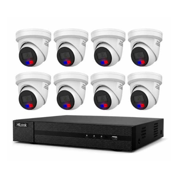 HiLook by Hikvision 6MP AcuSense 8CH CCTV Kit with 8 Colour Deterrence Cameras IPC-T269-MU/SL