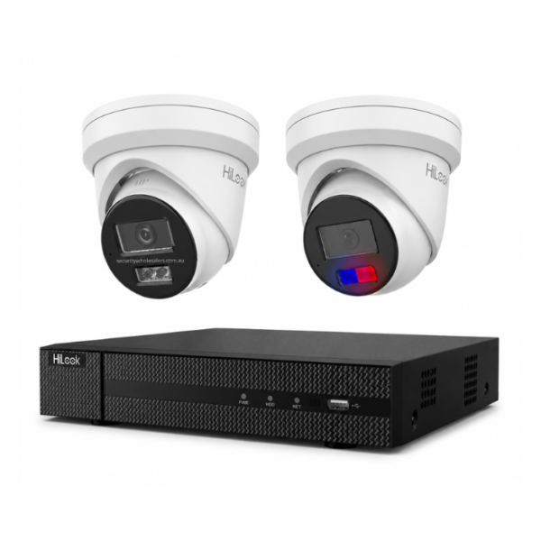 HiLook 6MP 2 Camera Kit with AI IntelliSense, Full-Color Built-in Audio, 4CH 4K NVR