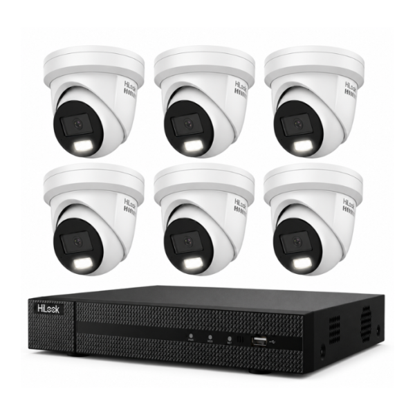 HiLook Hikvision 8MP Pro Series CCTV Kit – 6x Turret IPC-T383H-MU + 8CH PoE NVR (NVR-108MH-C/8P)