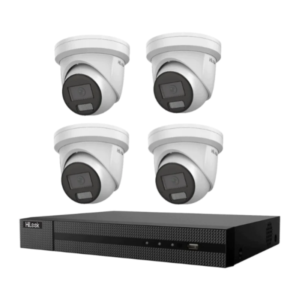 HiLook Hikvision 8MP Pro Series CCTV Kit – 4x Turret IPC-T383H-MU + 8CH PoE NVR (NVR-108MH-C/8P)