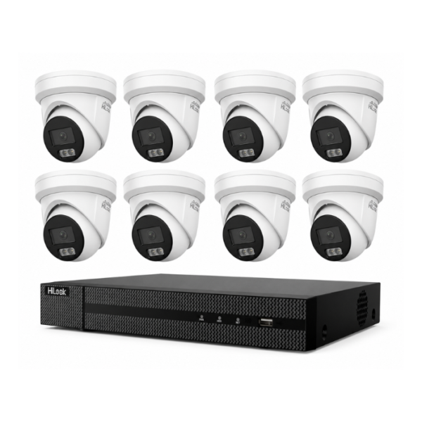 HiLook Hikvision 8MP Pro Series CCTV Kit – 8x Turret IPC-T383H-MU + 16CH PoE NVR (NVR-216MH-C/16P)