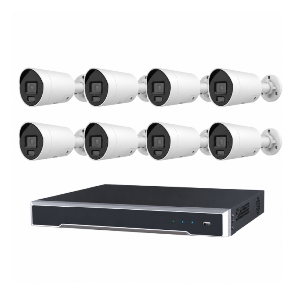 Hikvision 6MP 8CH CCTV Kit: 8x Darkfighter Mini Bullet Cameras & 8CH PoE NVR with 4TB (DS-2CD2066G2H-IU + DS-7608NI-M2-8P)