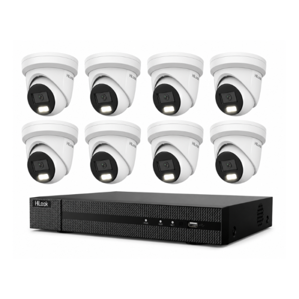 HiLook Hikvision 8MP Pro Series CCTV Kit – 8x Turret IPC-T383H-MU + 8CH PoE NVR (NVR-108MH-C/8P)