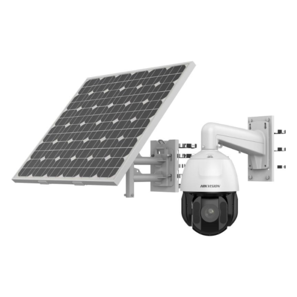 Hikvision DS-2DE5425IWG-K/4G 4MP 4G Solar PTZ Camera Kit with 25x Zoom, 4.8–120mm Varifocal Lens, 256GB eMMC, IR up to 150m, Includes Solar Panel, Battery