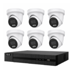 HiLook Hikvision 6MP AcuSense 8CH CCTV Kit with 6 Turret IP Cameras + 8CH NVR IPC-T262H-MU