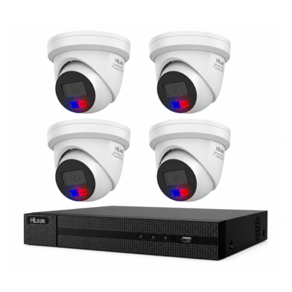 HiLook Hikvision 6MP 8CH CCTV Kit with 2x Turret IP Cameras and 2x Colour Deterrence Cameras