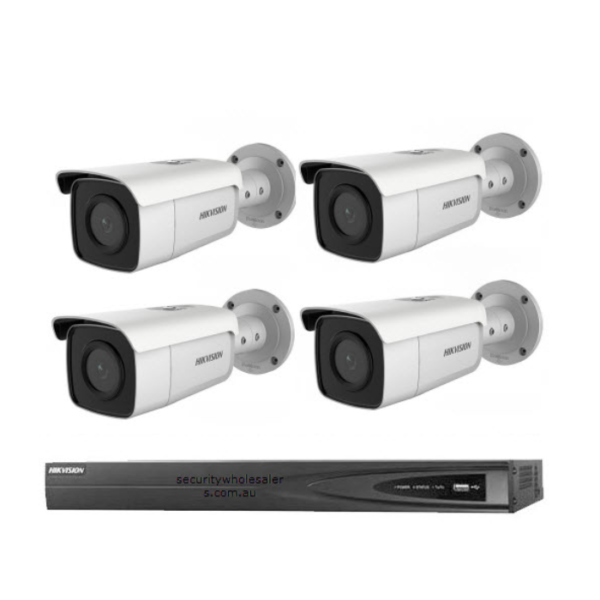 8MP 4CH Hikvision CCTV Kit: 4 x Outdoor Bullet Cameras powered by Darkfighter & Acusense + 4CH NVR