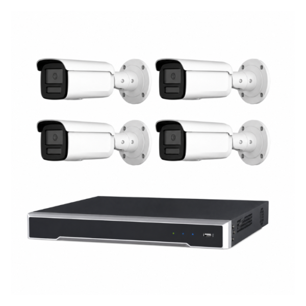 Hikvision 6MP 4CH CCTV Kit: 4x Darkfighter Bullet Cameras with AcuSense + 4CH PoE NVR (DS-2CD2T66G2H-2I, DS-7604NI-I1/4P)