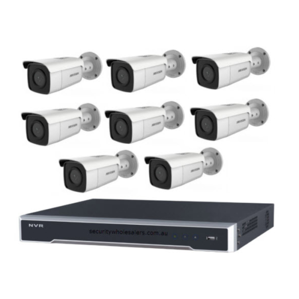 8MP 8CH Hikvision CCTV Kit: 8 x Outdoor Bullet Cameras powered by Darkfighter & Acusense + 8CH NVR with No HDD