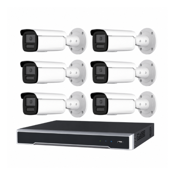 Hikvision 6MP AcuSense CCTV Kit – 6x Darkfighter Bullet Cameras (DS-2CD2T66G2H-2I) + 8CH PoE NVR with 4TB (DS-7608NI-M2/8P)